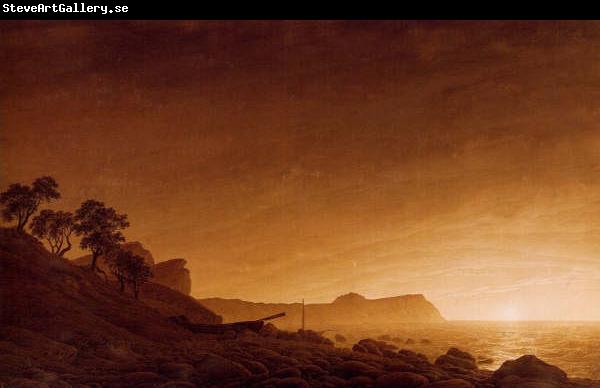 Caspar David Friedrich Blick auf Arkona mit aufgehendem Mond und Netzen